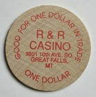 Vintage Wooden Nickel  dollar   r r Casino  Great Falls  Mt