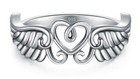 925 Sterling Silver Ring High Polish Heart Angel Wings Ring 4-12