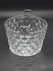 Vintage Fostoria Glass American Cubist  Ice Bucket W tab Handles Flat Bottom