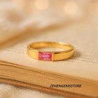 Lab Created Pink Sapphire Signet Ring 925 Sterling Silver Gold Plated Ring