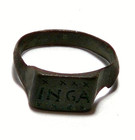 Authentic Medievil Bronze Ring With  inga  And Saltires 14th-16th Century Ad 