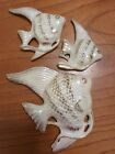 Sale  3 Stunning Vintage Ceramic Angel Fish Mc Kitschy Wall Art High Lustre
