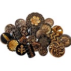 Antique Black Glass Buttons Lot Jet Gold Luster Incised Intaglio Vtg Victorian