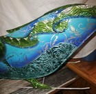 Beautiful 21  Metal Peacock Sleigh Basket Centerpiece  Colorful Holiday