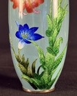 Antique Japanese Cloisonn   Vase Turquoise Ground Floral Fine Wire 6   