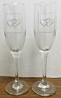 Gold Interlocking Hearts Wedding Champagne Toasting Flutes Glasses