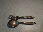 Vintage International Deep Sterling Silver Baby Spoon   Fork  sculptured Beauty 
