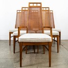 Mid Century Modern Dining Chairs Set 6 Captain Cane High Back Vintage Off White