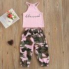 Toddler Kids Baby Girl Sleeveless Tops Pants Camo Outfits Set Clothes Tracksuit