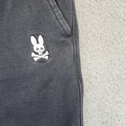 Psycho Bunny Sweatpants Joggers Mens Medium Black Embroidered Skull Logo Cuffed