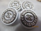 Chanel 4 Buttons   White  Silver Tone Metal Cc   20mm So Pretty