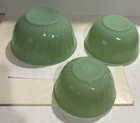 Vintage Fire-king Jadite Swirl Mixing Bowl Set Of 3