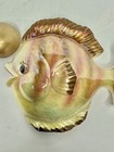 Vintage Mcm Bradley Ceramic Fish Wall Pocket W bubble Gold Luster Japan W label