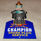 Vintage Champion Spark Plug Service 12  Enamel Metal Car Plugs Gasoline Oil Sign
