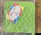 Vintage Terry Potholder Groovy Mushroom And Flowers Green Kitchen 60s