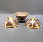 Set Of 3 Rare Early 18th Century Moroccan Coconut   Brass Teacups