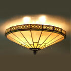 Vintage Flush Mount Ceiling Light Tiffany Style Stained Glass Shade Lamp Fixture