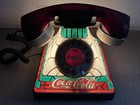 Coca-cola Telephone Tiffany Style Lights Up Stained Glass Look 2001 Untested