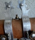 Crockett Renalde Etched Band Aluminum Horse Spurs With Leather Straps