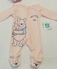 Disney Baby Girl Winnie The Pooh 0-3 Months Footed Pajamas Headband 2 Pc Set New