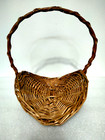 Vintage Hand Woven Rattan Wicker Gathering Basket