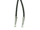 4mm Braided Genuine Black Leather Cord Rope W  Ribbed Metal Tips For Bolo Ties