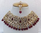 Women s Kundan Necklace Set With Earrings   Maang Tikka Bridal Wedding Jewellry