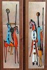 Vintage Mcm Abstract Enamel Warrior Plaques Judith Daner Mid Century Modern 60s