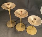 Vtg Silvestri 3 Tierd Brass silver Plated Candlestick Holders Mcm Made In Taiwan