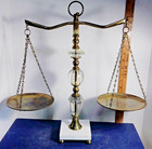 Vintage Scales Of Justice Balance Scale 18  Tall Bronze  Crystal   Marble Base