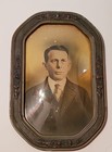 Antique Large Wood Convex Bubble Glass Frame Carved 3d Flowers Frame Is 21 x14  