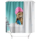 Bathing Cat Shower Curtain Bathroom Rug Set Bath Mat Non-slip Toilet Lid Cover