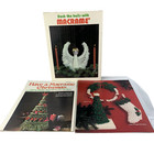 3 Vintage 1970s Christmas Macrame Holiday Pattern Books Trees Ornaments Wreath  