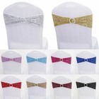 Wedding Party Buckle Sequin Slider Sashes Stretch Chair Cover Bands Bow Decor