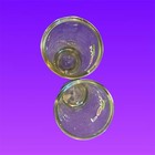 Vintage Set Of 2 Pom Tea 16oz Clear Glasses W  Heart   Green Leaf Logo 6 5  Tall