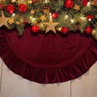 48-inch Red Velvet Christmas Tree Skirt     Ruffled Holiday Tree Skirt