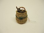 Reserved Dollhouse Miniature Artist Tall Round Basket With Wood   108-1 2