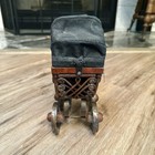 Antique Baby Doll Carriage Stroller Buggy Victorian Wicker Wood   Steel  Rustic