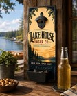 Lake House Beer Bottle Opener Wall Mount Cap Catcher Wood Bar Decor Gift