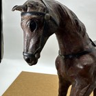 Leather Horse Model With Saddle And Bridle Quality Made 11  High Vintage