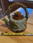 Shi Wan Ware Majolica Style Turtle Teapot Lid Hand Painted Tan Very Unique 