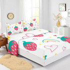 Rainbow Kids Bed Set  Twin Size  Strawberry Rainbow  Fitted Twin  8 