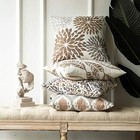  Set Of 4 New Living Series Leaf Geometric Throw 22  X 22   pack Of 4  Coffee