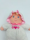 Babies R Us Pink Baby Girl Plush Doll Hearts Print Satin Bow Lovey Toy 9 