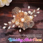 Gold Flower Bride Wedding Hair Clip Pearl Bridal Crystal Hair Piece