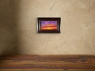 Original Art Sunset Color 4x7 Pencil Drawing Framed Colorful Clouds Pink