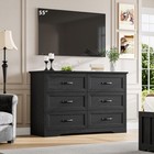 Black 6drawer Dresser Farmhouse Wood Double Dresser Chest Of Drawers For Bedroom