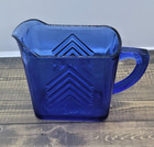 Hazel-atlas Chevron Cobalt Blue Creamer 12 Oz Pitcher Creamer Flat 1930s Vintage