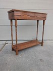 Antique Victorian Rustic Farmhouse Oak Wood 2-tier Narrow Entry Hall Table Shelf
