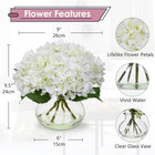 Hydrangea Artificial Flowers With Vase White Silk Fake Flowers Arrangements In G
